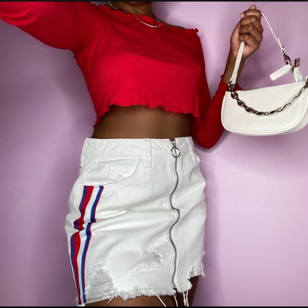 💕🎉HP🎉💕Forever 21 Red , White , & Blue Stripe Skirt